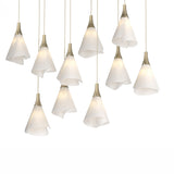 Hubbardton Forge 2022 Soft Gold Spun Frost (SH) Long Mobius 10-Light Pendant