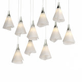 Hubbardton Forge 2022 Sterling Spun Frost (SH) Long Mobius 10-Light Pendant
