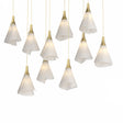 Hubbardton Forge 2022 Modern Brass Spun Frost (SH) Long Mobius 10-Light Pendant