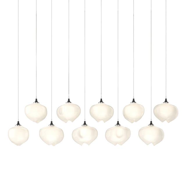 Hubbardton Forge 2022 Black Frosted Glass (FD) Long Ume 10-Light Pendant