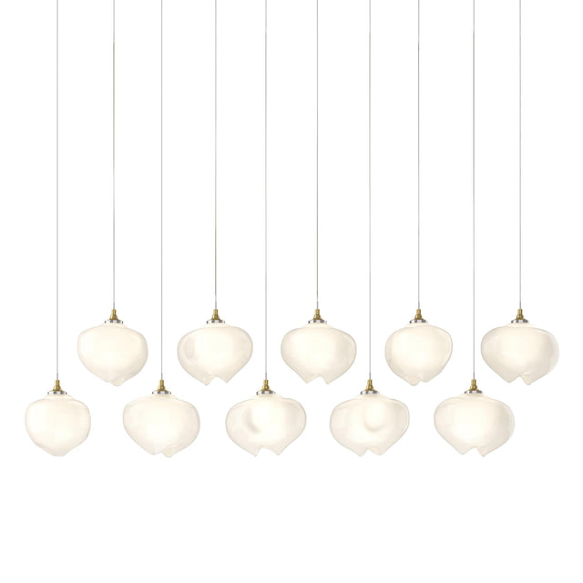 Hubbardton Forge 2022 Modern Brass Frosted Glass (FD) Long Ume 10-Light Pendant