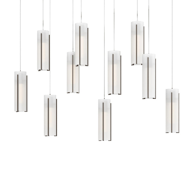 Hubbardton Forge 2022 Bronze Opal Glass (GG) Long Exos Glass 10-Light Pendant