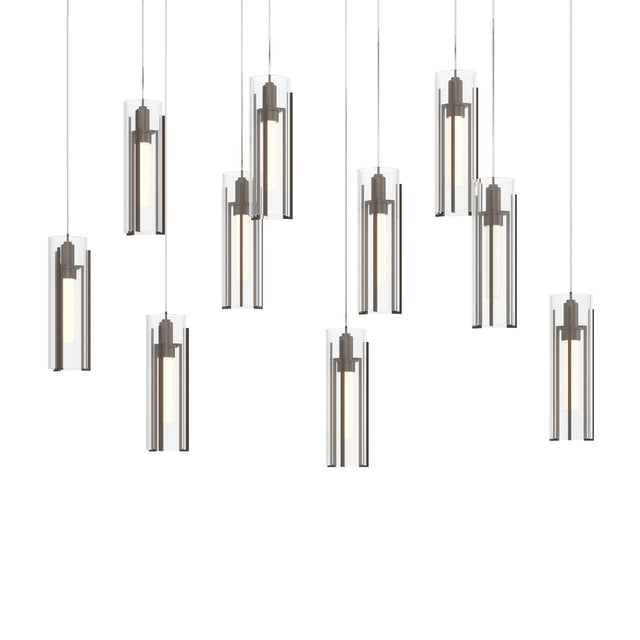 Hubbardton Forge 2022 Bronze Clear Glass (ZM) Long Exos Glass 10-Light Pendant
