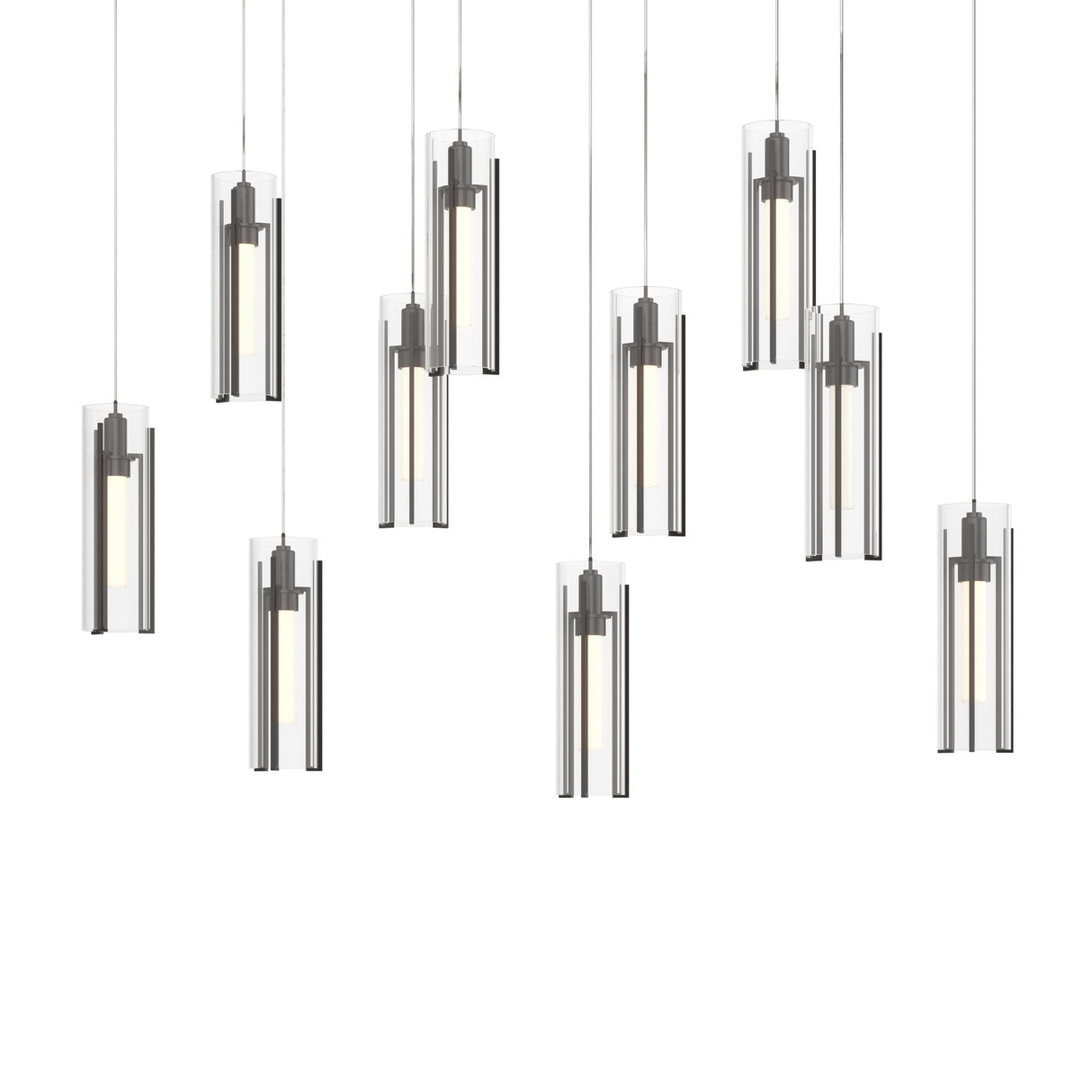 Hubbardton Forge 2022 Oil Rubbed Bronze Clear Glass (ZM) Long Exos Glass 10-Light Pendant