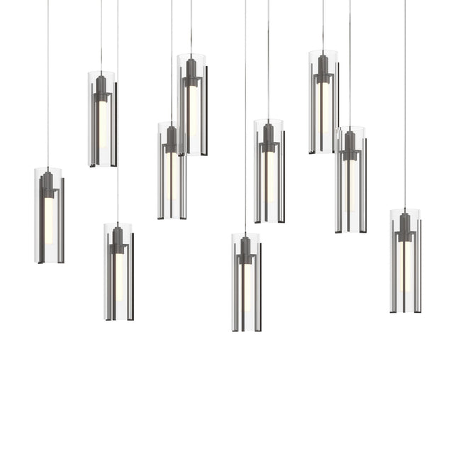 Hubbardton Forge 2022 Oil Rubbed Bronze Clear Glass (ZM) Long Exos Glass 10-Light Pendant