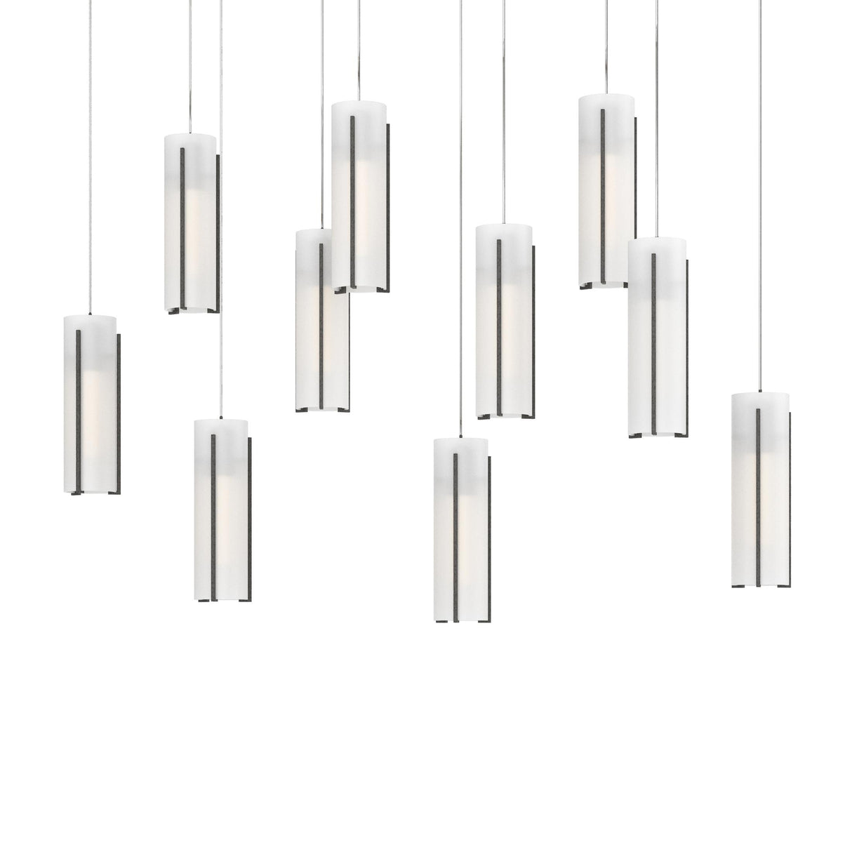Hubbardton Forge 2022 Natural Iron Opal Glass (GG) Long Exos Glass 10-Light Pendant