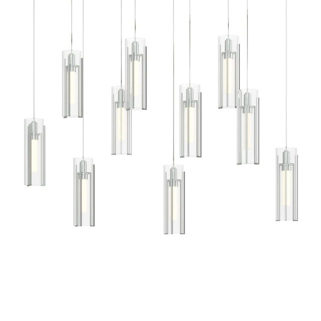 Hubbardton Forge 2022 Vintage Platinum Clear Glass (ZM) Long Exos Glass 10-Light Pendant