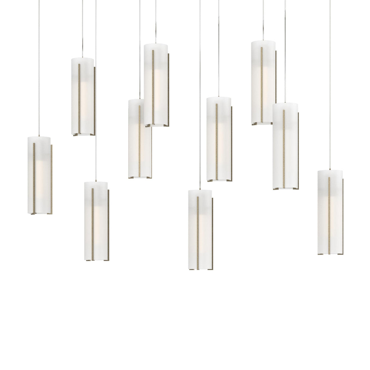 Hubbardton Forge 2022 Soft Gold Opal Glass (GG) Long Exos Glass 10-Light Pendant