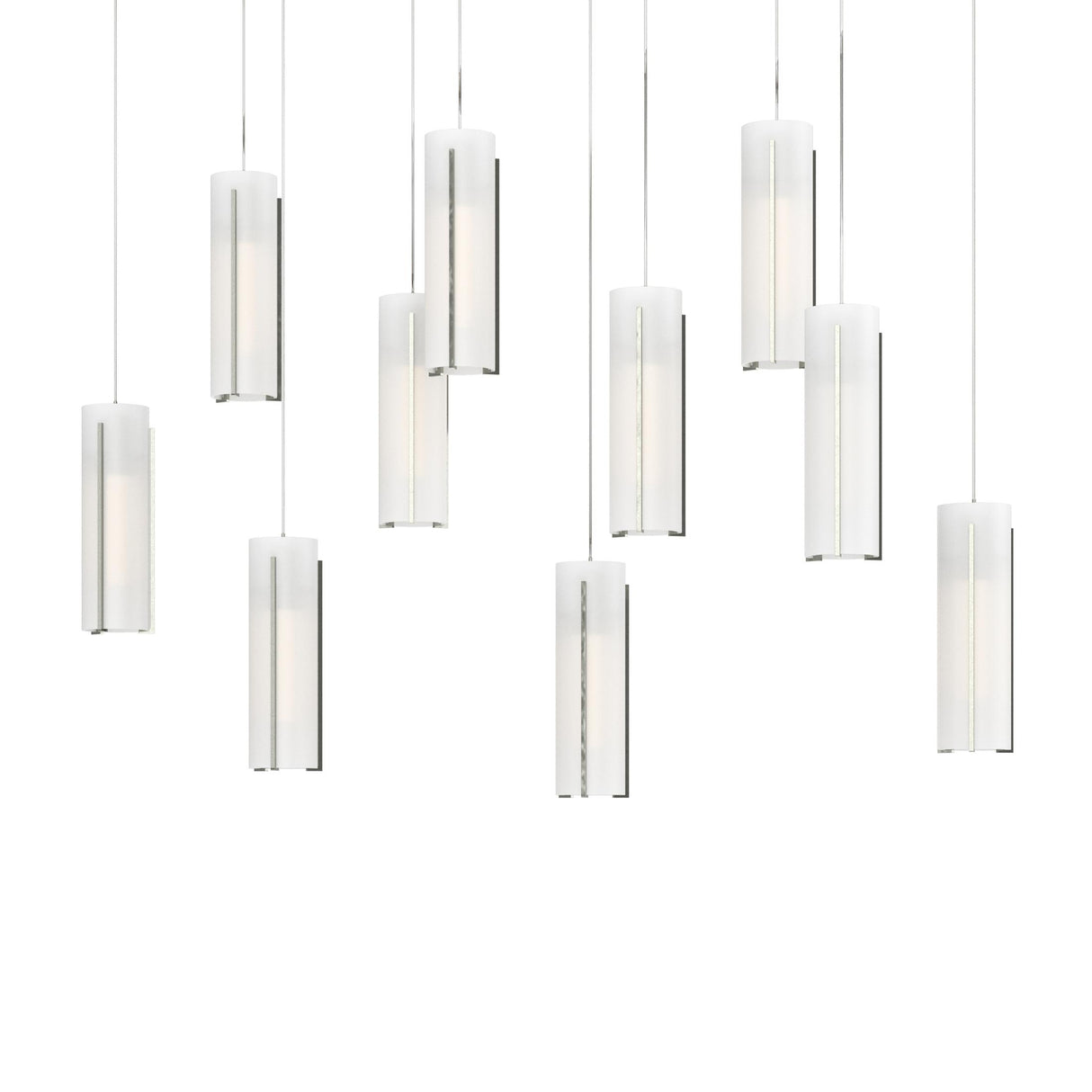 Hubbardton Forge 2022 Sterling Opal Glass (GG) Long Exos Glass 10-Light Pendant