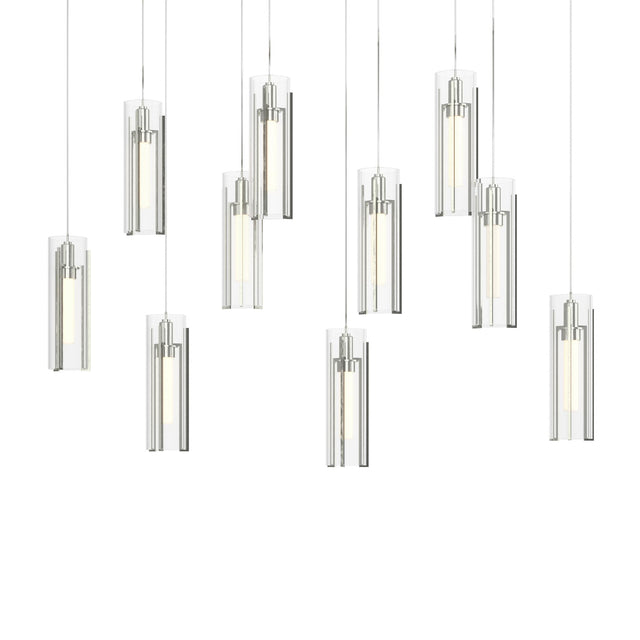 Hubbardton Forge 2022 Sterling Clear Glass (ZM) Long Exos Glass 10-Light Pendant