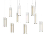 Hubbardton Forge 2022 Modern Brass Opal Glass (GG) Long Exos Glass 10-Light Pendant