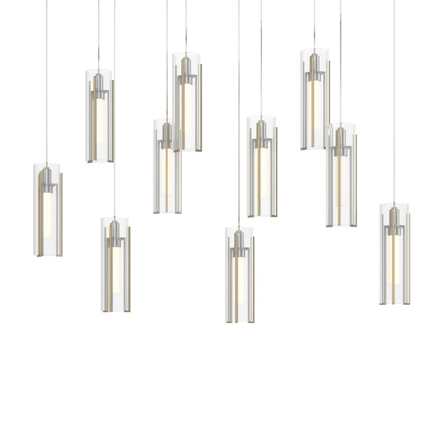 Hubbardton Forge 2022 Modern Brass Clear Glass (ZM) Long Exos Glass 10-Light Pendant