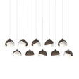 Hubbardton Forge 2022 Bronze White Opal Glass (GG) Long Brooklyn 10-Light Double Shade Pendant