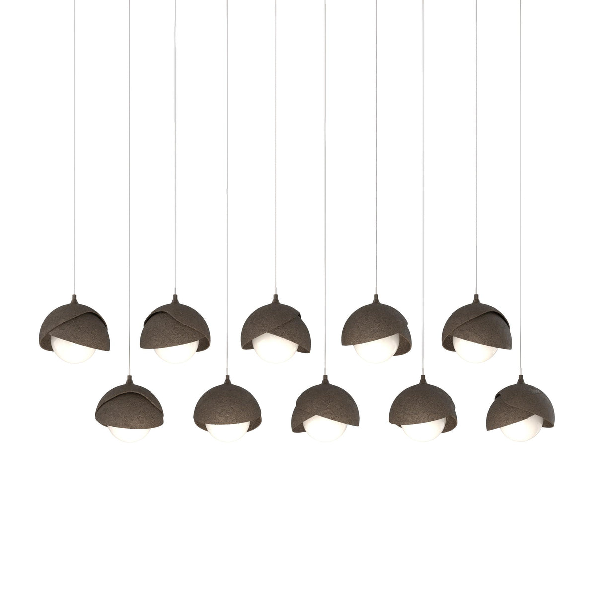 Hubbardton Forge 2022 Bronze Bronze Opal Glass (GG) Long Brooklyn 10-Light Double Shade Pendant