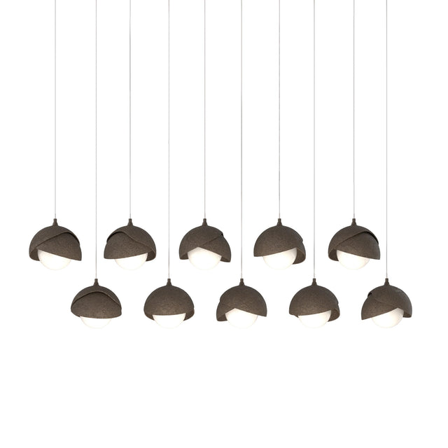 Hubbardton Forge 2022 Bronze Bronze Opal Glass (GG) Long Brooklyn 10-Light Double Shade Pendant