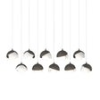 Hubbardton Forge 2022 Dark Smoke White Opal Glass (GG) Long Brooklyn 10-Light Double Shade Pendant