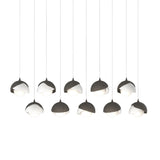 Hubbardton Forge 2022 Dark Smoke White Opal Glass (GG) Long Brooklyn 10-Light Double Shade Pendant