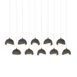 Hubbardton Forge 2022 Dark Smoke Dark Smoke Opal Glass (GG) Long Brooklyn 10-Light Double Shade Pendant