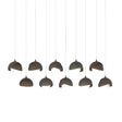 Hubbardton Forge 2022 Dark Smoke Bronze Opal Glass (GG) Long Brooklyn 10-Light Double Shade Pendant
