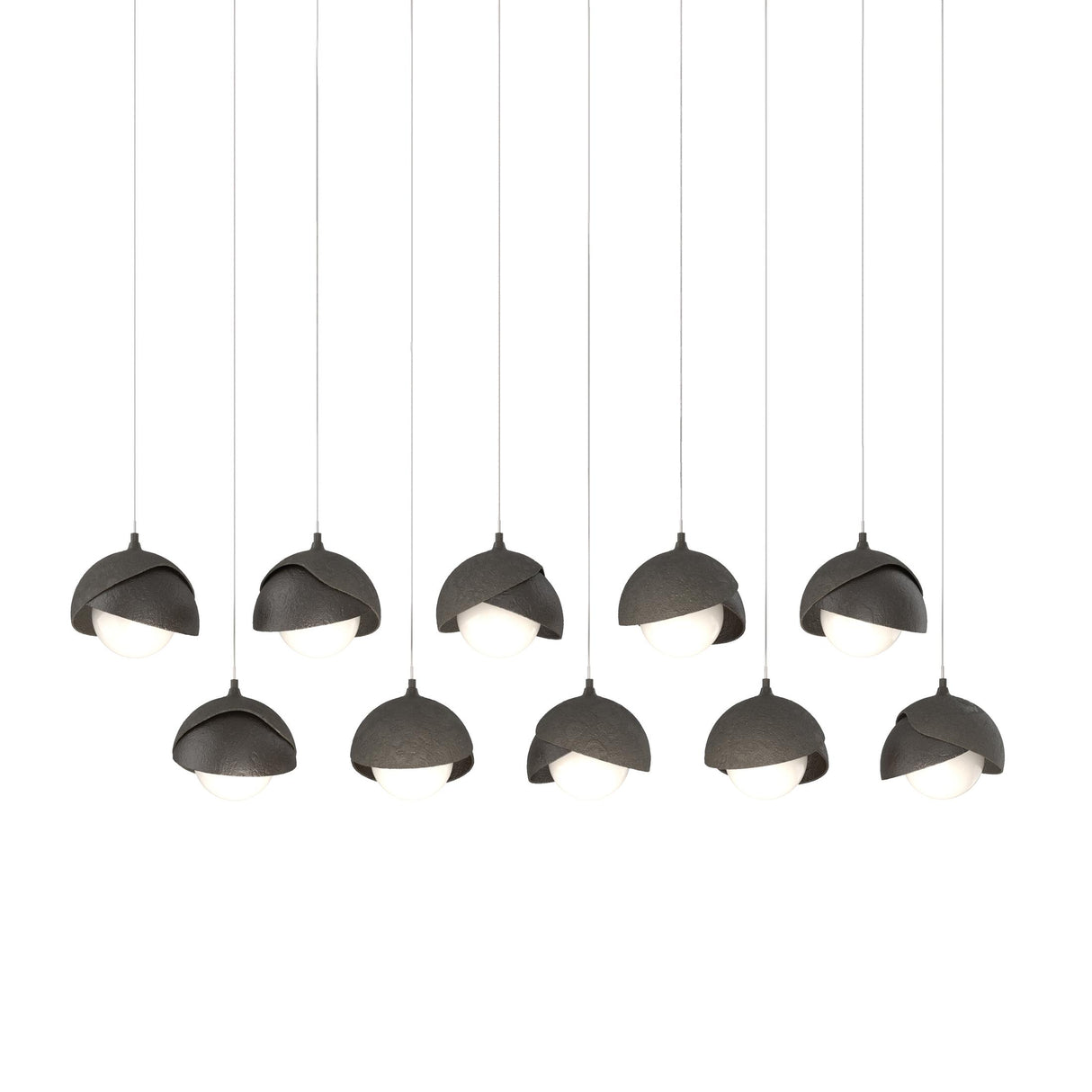 Hubbardton Forge 2022 Dark Smoke Oil Rubbed Bronze Opal Glass (GG) Long Brooklyn 10-Light Double Shade Pendant