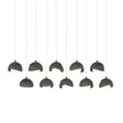 Hubbardton Forge 2022 Dark Smoke Natural Iron Opal Glass (GG) Long Brooklyn 10-Light Double Shade Pendant