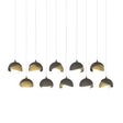 Hubbardton Forge 2022 Dark Smoke Modern Brass Opal Glass (GG) Long Brooklyn 10-Light Double Shade Pendant