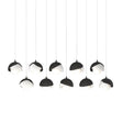 Hubbardton Forge 2022 Black White Opal Glass (GG) Long Brooklyn 10-Light Double Shade Pendant