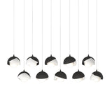 Hubbardton Forge 2022 Black White Opal Glass (GG) Long Brooklyn 10-Light Double Shade Pendant