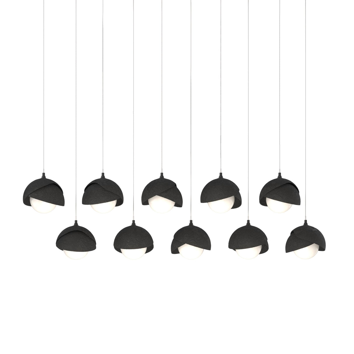 Hubbardton Forge 2022 Black Black Opal Glass (GG) Long Brooklyn 10-Light Double Shade Pendant