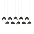 Hubbardton Forge 2022 Black Dark Smoke Opal Glass (GG) Long Brooklyn 10-Light Double Shade Pendant