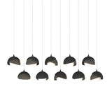 Hubbardton Forge 2022 Black Dark Smoke Opal Glass (GG) Long Brooklyn 10-Light Double Shade Pendant