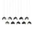 Hubbardton Forge 2022 Black Vintage Platinum Opal Glass (GG) Long Brooklyn 10-Light Double Shade Pendant