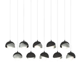 Hubbardton Forge 2022 Black Vintage Platinum Opal Glass (GG) Long Brooklyn 10-Light Double Shade Pendant