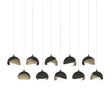 Hubbardton Forge 2022 Black Soft Gold Opal Glass (GG) Long Brooklyn 10-Light Double Shade Pendant