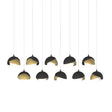 Hubbardton Forge 2022 Black Modern Brass Opal Glass (GG) Long Brooklyn 10-Light Double Shade Pendant