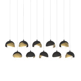 Hubbardton Forge 2022 Black Modern Brass Opal Glass (GG) Long Brooklyn 10-Light Double Shade Pendant