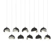 Hubbardton Forge 2022 Black Sterling Opal Glass (GG) Long Brooklyn 10-Light Double Shade Pendant