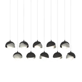 Hubbardton Forge 2022 Black Sterling Opal Glass (GG) Long Brooklyn 10-Light Double Shade Pendant