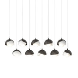 Hubbardton Forge 2022 Oil Rubbed Bronze White Opal Glass (GG) Long Brooklyn 10-Light Double Shade Pendant