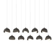 Hubbardton Forge 2022 Oil Rubbed Bronze Dark Smoke Opal Glass (GG) Long Brooklyn 10-Light Double Shade Pendant