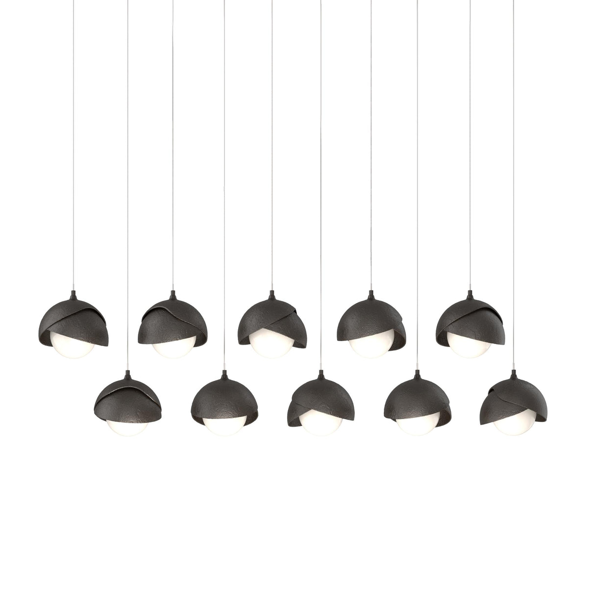 Hubbardton Forge 2022 Oil Rubbed Bronze Oil Rubbed Bronze Opal Glass (GG) Long Brooklyn 10-Light Double Shade Pendant