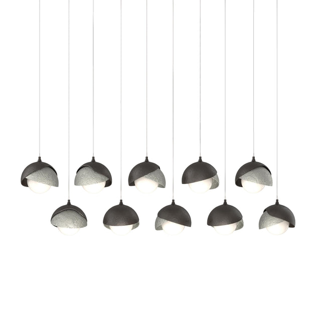 Hubbardton Forge 2022 Oil Rubbed Bronze Sterling Opal Glass (GG) Long Brooklyn 10-Light Double Shade Pendant