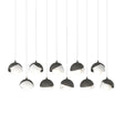 Hubbardton Forge 2022 Natural Iron White Opal Glass (GG) Long Brooklyn 10-Light Double Shade Pendant