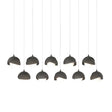 Hubbardton Forge 2022 Natural Iron Dark Smoke Opal Glass (GG) Long Brooklyn 10-Light Double Shade Pendant