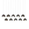 Hubbardton Forge 2022 Natural Iron Bronze Opal Glass (GG) Long Brooklyn 10-Light Double Shade Pendant