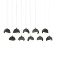Hubbardton Forge 2022 Natural Iron Black Opal Glass (GG) Long Brooklyn 10-Light Double Shade Pendant
