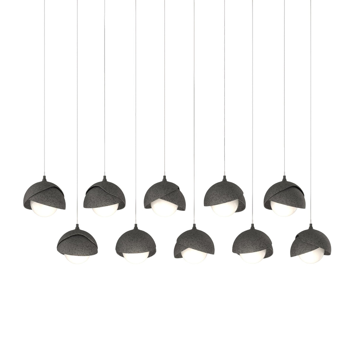 Hubbardton Forge 2022 Natural Iron Natural Iron Opal Glass (GG) Long Brooklyn 10-Light Double Shade Pendant