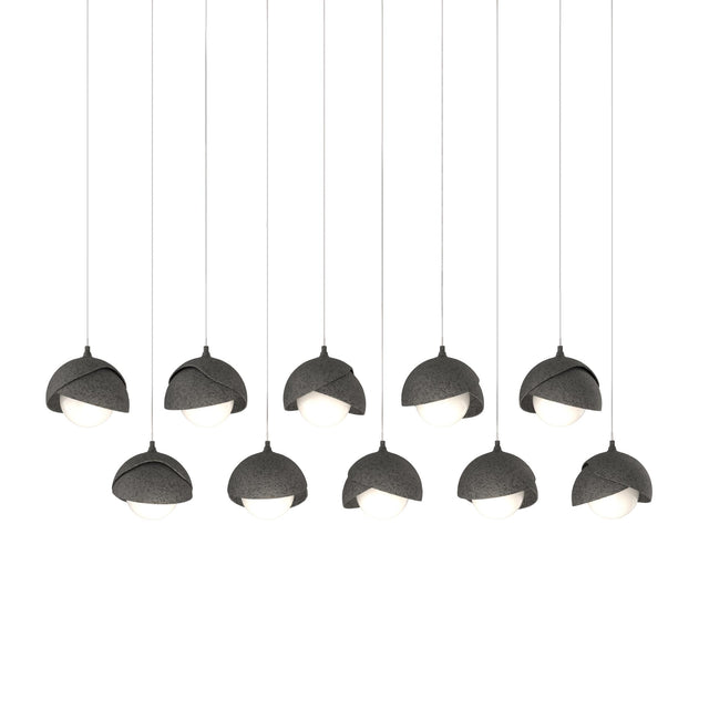 Hubbardton Forge 2022 Natural Iron Natural Iron Opal Glass (GG) Long Brooklyn 10-Light Double Shade Pendant