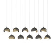 Hubbardton Forge 2022 Natural Iron Soft Gold Opal Glass (GG) Long Brooklyn 10-Light Double Shade Pendant