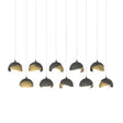 Hubbardton Forge 2022 Natural Iron Modern Brass Opal Glass (GG) Long Brooklyn 10-Light Double Shade Pendant